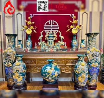 Bộ đỉnh hạc gốm sứ Bát Tràng